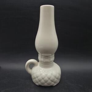 McCoy White Oil Lamp Bud Vase Vintage USA Pottery Ceramic